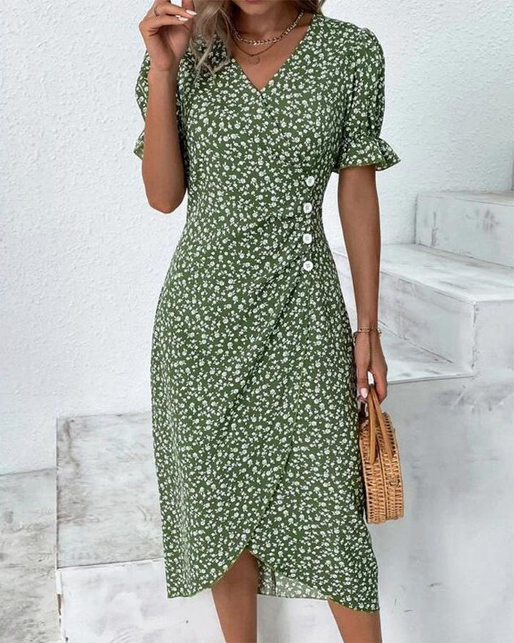 Helene™ - Floral V-Neck Dress