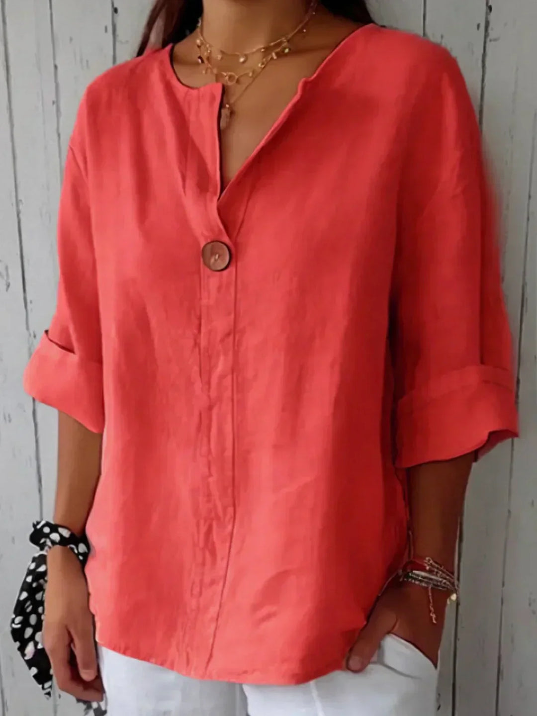 Rosita ™ - Stylish V-Neck Linen Blouse