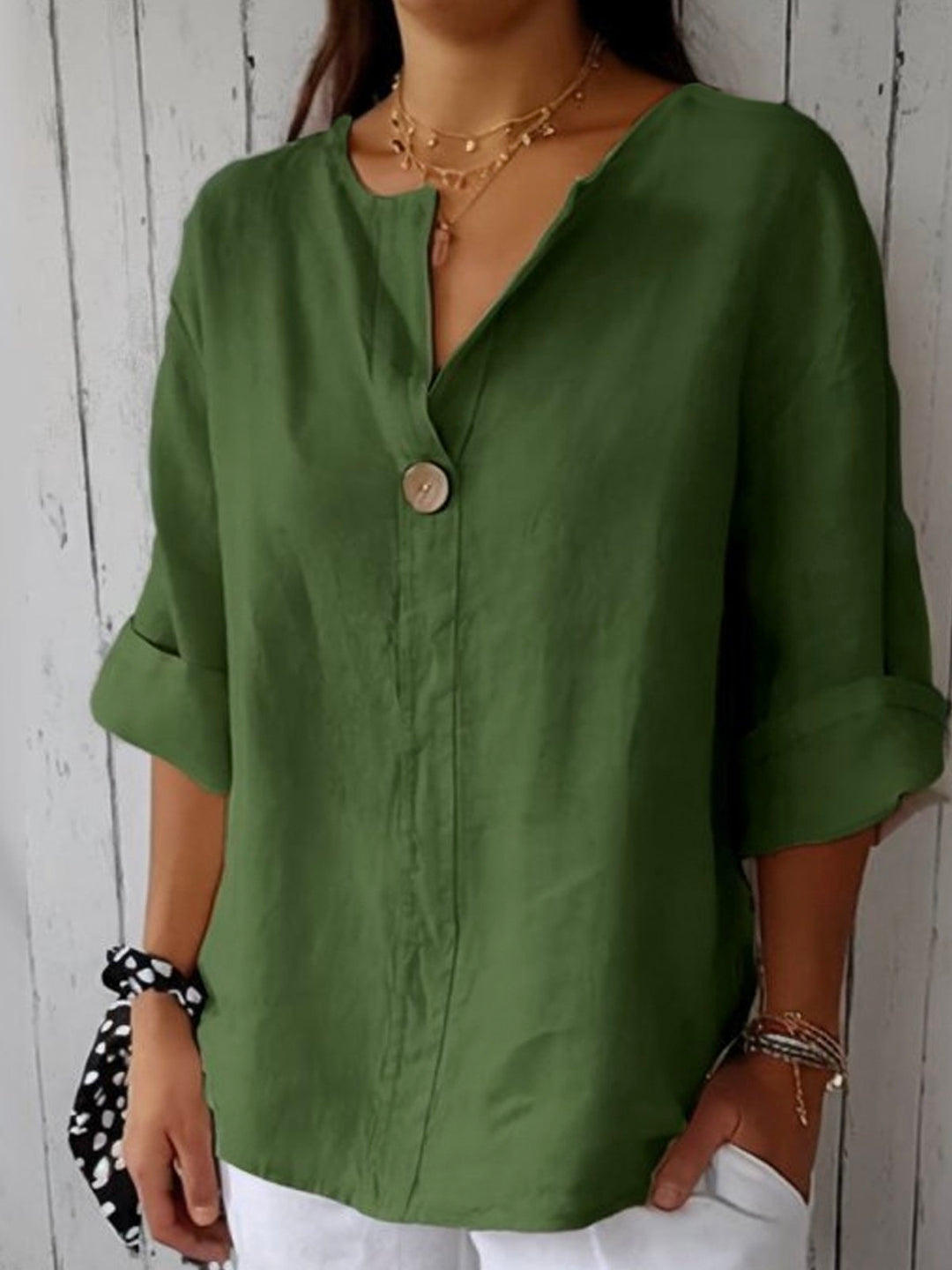 Rosita ™ - Stylish V-Neck Linen Blouse