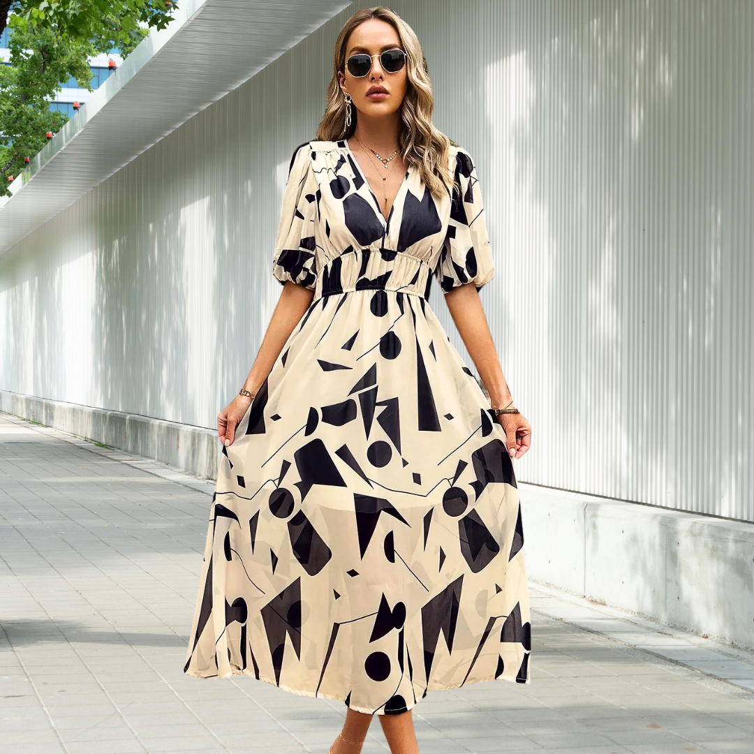 Livia - Timeless Midi Dress With Puff Sleeves