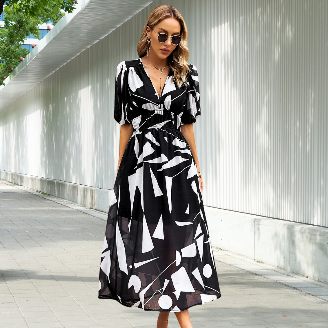 Livia - Timeless Midi Dress With Puff Sleeves