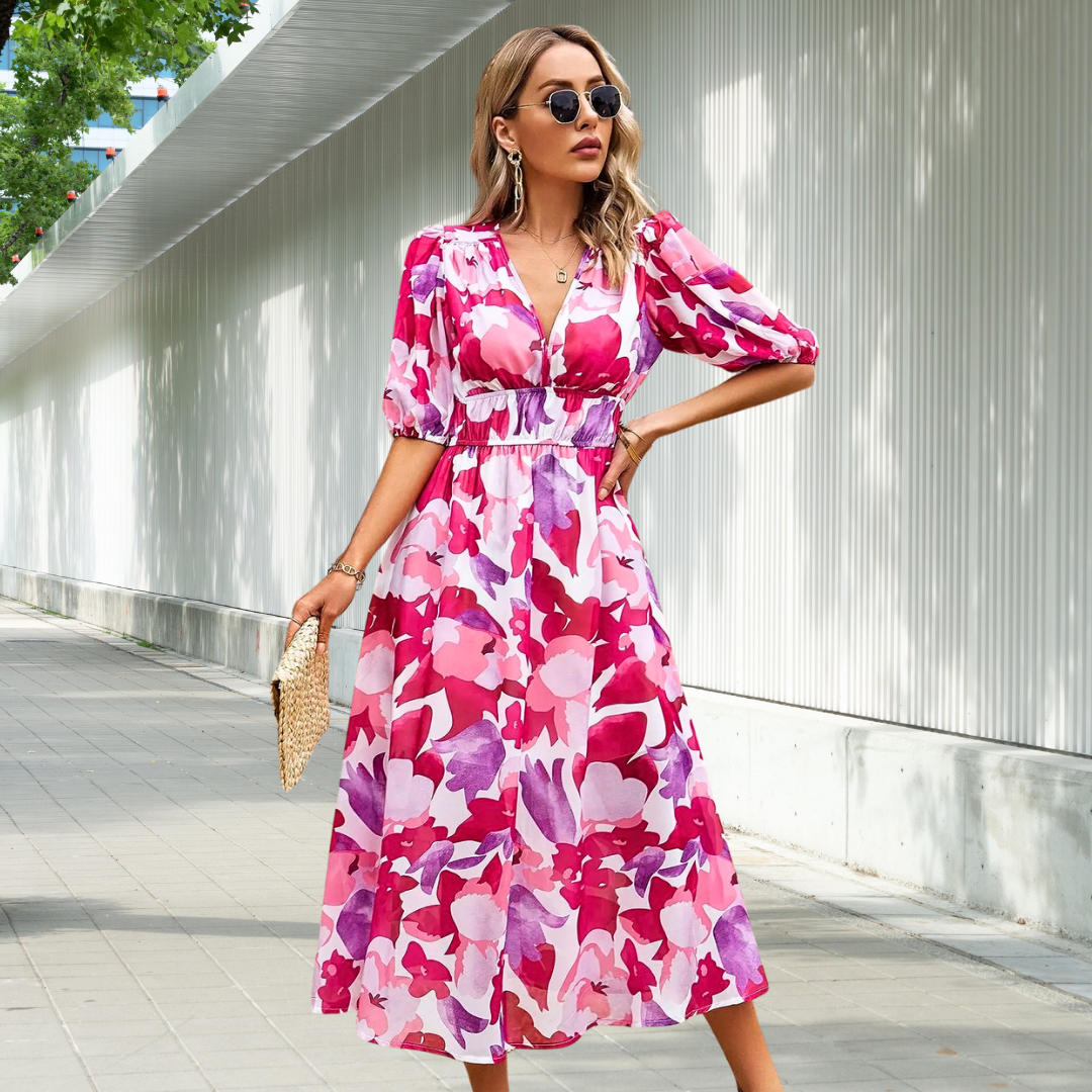 Livia - Timeless Midi Dress With Puff Sleeves