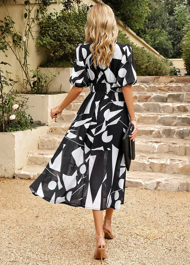 Livia - Timeless Midi Dress With Puff Sleeves