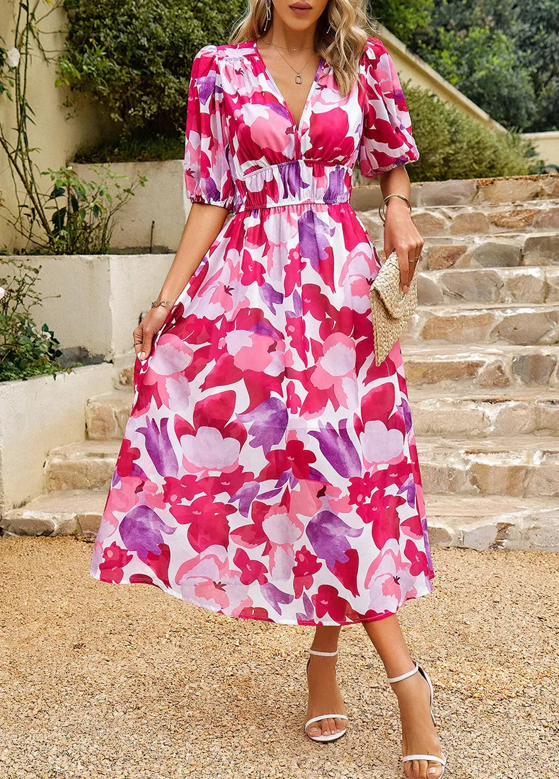 Livia - Timeless Midi Dress With Puff Sleeves