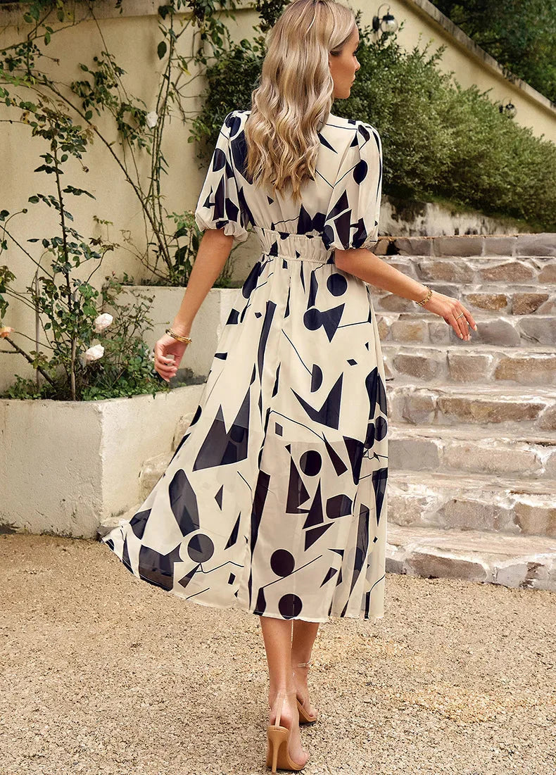 Livia - Timeless Midi Dress With Puff Sleeves