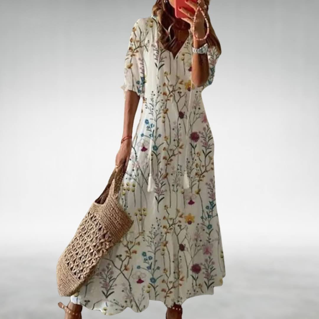 Margaret - Bohemian Tassel Decor Maxi Dress