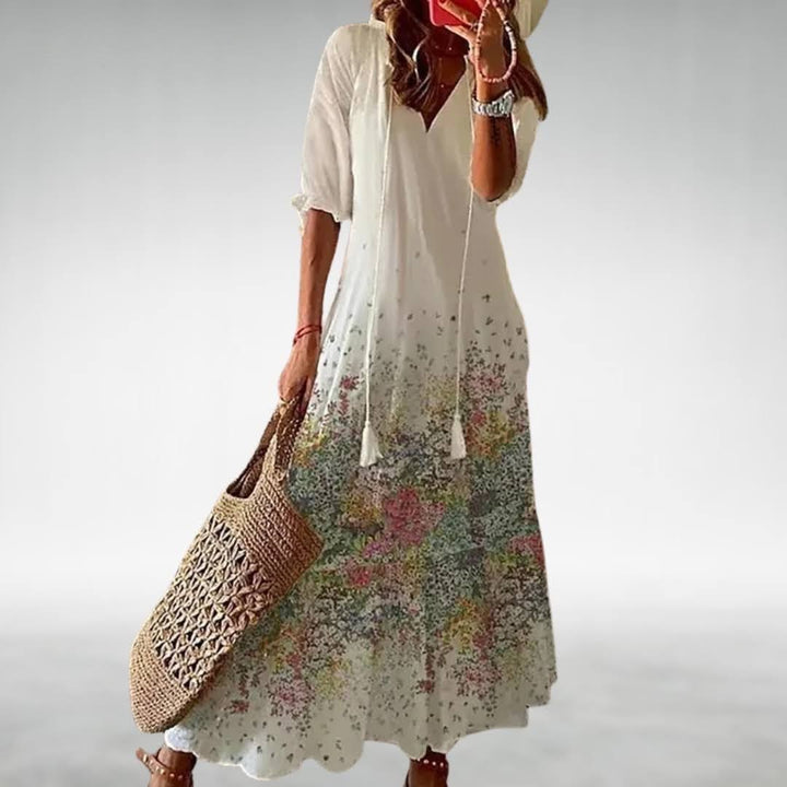 Margaret - Bohemian Tassel Decor Maxi Dress