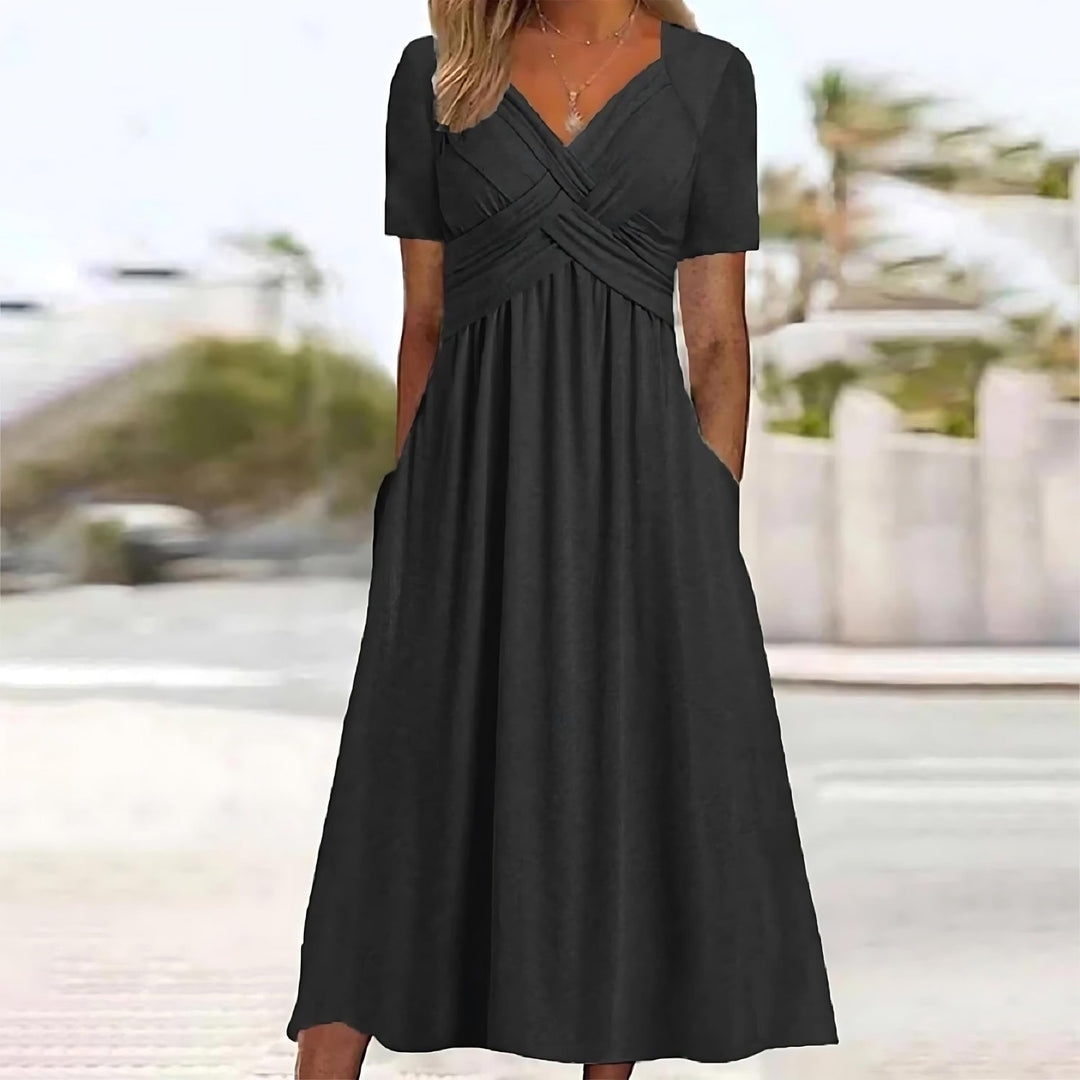 Vivienne™ | Elegant Midi Dress with Tummy Coverage