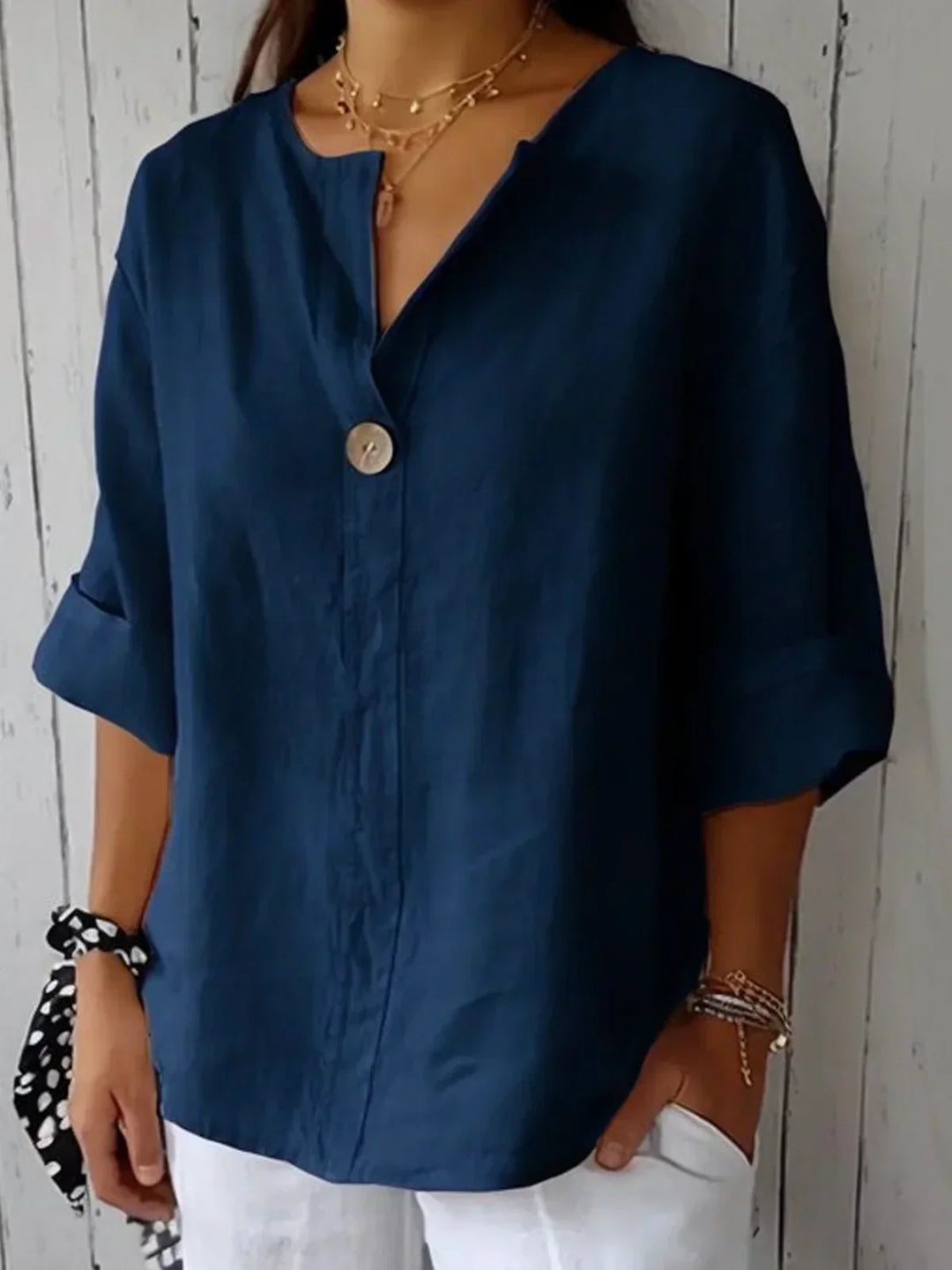 Rosita ™ - Stylish V-Neck Linen Blouse