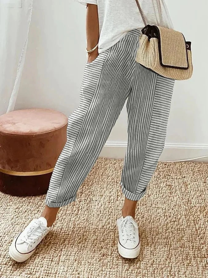 Ruby - Striped Cotton Pants