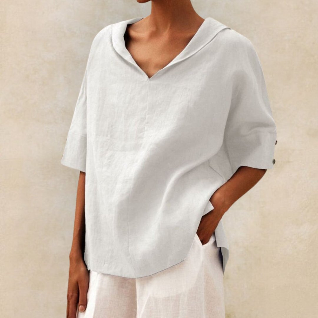 Donna - Women's Casual Linen V-Neck Shirt